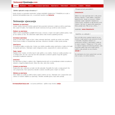 Snimanje vjenčanja - pokloni, vjenčanice
